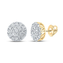 Load image into Gallery viewer, 10kt Yellow Gold Men&#39;s Round Diamond Cluster Earrings - 1 Cttw | Dazzling Brilliance Top view from the 10Kt Yellow Gold Mens Round Diamond Cluster Earrings 1 Cttwpin289514 collection by Splendid Jewellery