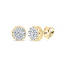 Load image into Gallery viewer, 10kt Yellow Gold Men&#39;s Round Diamond Cluster Earrings 1/2 Cttw - Dazzling Brilliance Top view from the 10Kt Yellow Gold Mens Round Diamond Cluster Earrings 1 2 Cttwpin210501 collection by Splendid Jewellery