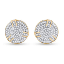 Load image into Gallery viewer, 10kt Yellow Gold Men&#39;s Round Diamond Cluster Earrings - 1/2 Cttw | Exquisite Brilliance Top view from the 10Kt Yellow Gold Mens Round Diamond Cluster Earrings 1 2 Cttwpin61675 collection by Splendid Jewellery