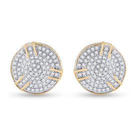 10kt Yellow Gold Men's Round Diamond Cluster Earrings - 1/2 Cttw | Exquisite Brilliance Top view from the 10Kt Yellow Gold Mens Round Diamond Cluster Earrings 1 2 Cttwpin61675 collection by Splendid Jewellery