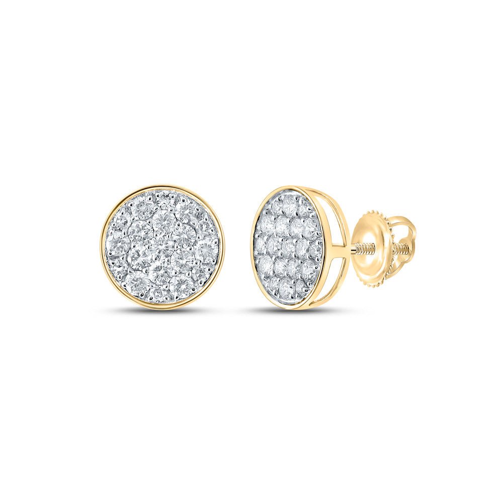 Men's Diamond Earrings | 10kt Yellow Gold Mens Round Diamond Cluster Earrings 1/2 Cttw | Splendid Jewellery GND