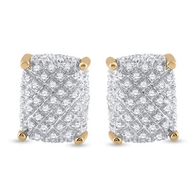 Men's Sparkling Cluster Diamond Earrings in 10kt Yellow Gold - 1/3 Cttw Side view from the 10Kt Yellow Gold Mens Round Diamond Cluster Earrings 1 3 Cttwpin229606 collection by Splendid Jewellery