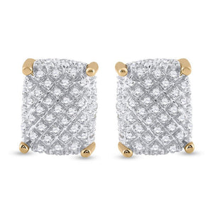Men's Diamond Earrings | 10kt Yellow Gold Mens Round Diamond Cluster Earrings 1/3 Cttw | Splendid Jewellery GND
