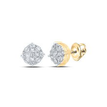 Load image into Gallery viewer, 10kt Yellow Gold Men&#39;s Round Diamond Cluster Earrings - A Dazzling Statement Piece for Men Top view from the 10Kt Yellow Gold Mens Round Diamond Cluster Earrings 1 3 Cttwpin286218 collection by Splendid Jewellery