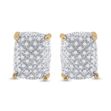 Load image into Gallery viewer, Men&#39;s Sparkling Cluster Diamond Earrings in 10kt Yellow Gold - 1/3 Cttw Top view from the 10Kt Yellow Gold Mens Round Diamond Cluster Earrings 1 3 Cttwpin229606 collection by Splendid Jewellery