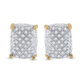 Men's Sparkling Cluster Diamond Earrings in 10kt Yellow Gold - 1/3 Cttw Top view from the 10Kt Yellow Gold Mens Round Diamond Cluster Earrings 1 3 Cttwpin229606 collection by Splendid Jewellery