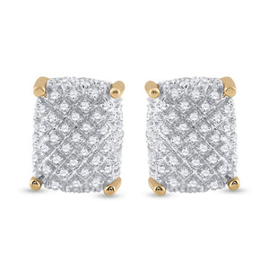 Men's Diamond Earrings | 10kt Yellow Gold Mens Round Diamond Cluster Earrings 1/3 Cttw | Splendid Jewellery GND