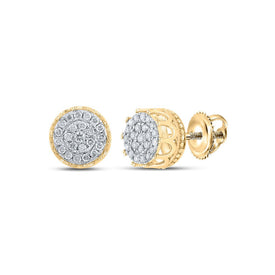 10kt Yellow Gold Men's Round Diamond Cluster Earrings 1/4 Cttw | Luxurious Diamond Brilliance Top view from the 10Kt Yellow Gold Mens Round Diamond Cluster Earrings 1 4 Cttwpin210505 collection by Splendid Jewellery