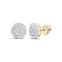 Load image into Gallery viewer, 10kt Yellow Gold Men&#39;s Round Diamond Cluster Earrings - 1/4 Cttw | Exquisite Brilliance Top view from the 10Kt Yellow Gold Mens Round Diamond Cluster Earrings 1 4 Cttwpin286376 collection by Splendid Jewellery