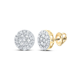 10kt Yellow Gold Men's Round Diamond Cluster Earrings - 1/4 Cttw | Exquisite Brilliance Top view from the 10Kt Yellow Gold Mens Round Diamond Cluster Earrings 1 4 Cttwpin286376 collection by Splendid Jewellery