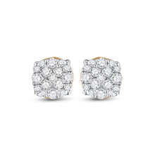 Load image into Gallery viewer, 10kt Yellow Gold Men&#39;s Round Diamond Cluster Earrings 1/5 Cttw | Dazzling Diamond Delight Side view from the 10Kt Yellow Gold Mens Round Diamond Cluster Earrings 1 5 Cttwpin223547 collection by Splendid Jewellery