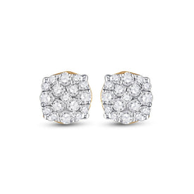 10kt Yellow Gold Men's Round Diamond Cluster Earrings 1/5 Cttw | Dazzling Diamond Delight Side view from the 10Kt Yellow Gold Mens Round Diamond Cluster Earrings 1 5 Cttwpin223547 collection by Splendid Jewellery