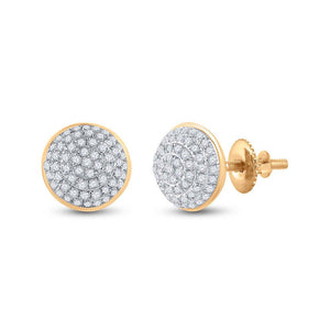 Men's Diamond Earrings | 10kt Yellow Gold Mens Round Diamond Cluster Earrings 1/5 Cttw | Splendid Jewellery GND