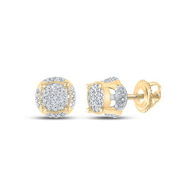 10kt Yellow Gold Men's Round Diamond Cluster Earrings - Captivating Brilliance Top view from the 10Kt Yellow Gold Mens Round Diamond Cluster Earrings 1 5 Cttwpin284171 collection by Splendid Jewellery