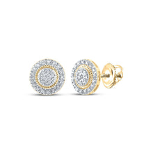Load image into Gallery viewer, 10kt Yellow Gold Men&#39;s Round Diamond Cluster Earrings 1/8 Cttw | Dazzling Gold &amp; Diamond Studs Top view from the 10Kt Yellow Gold Mens Round Diamond Cluster Earrings 1 8 Cttwpin286929 collection by Splendid Jewellery