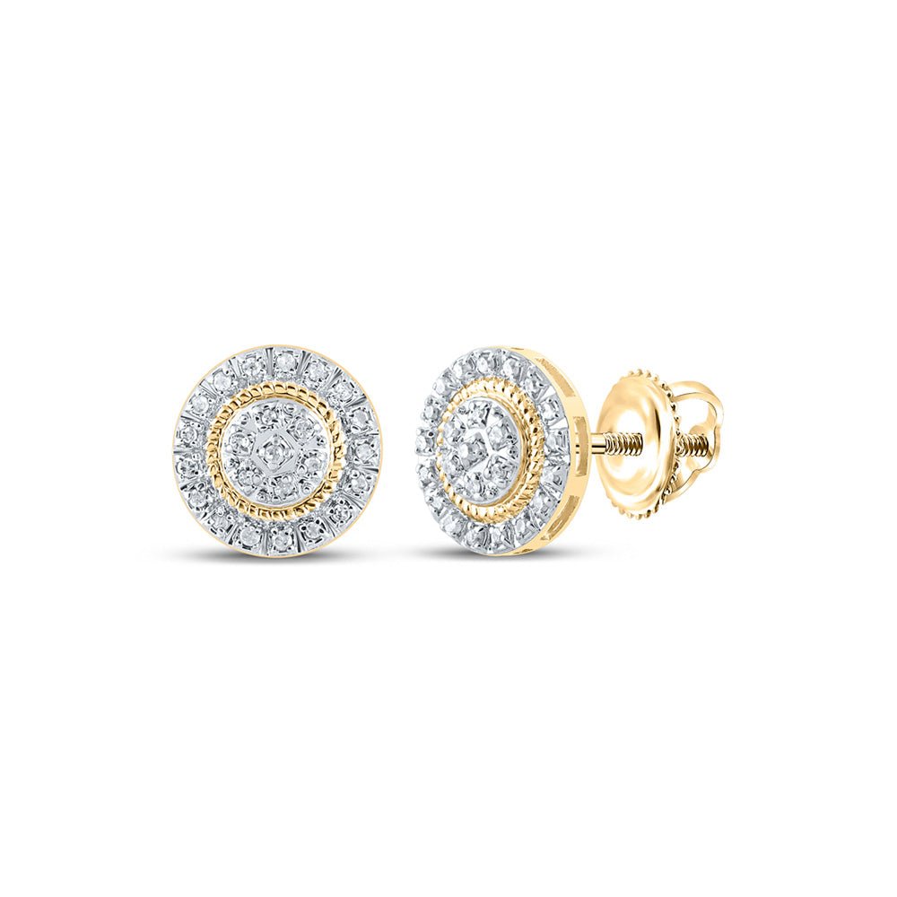 Men's Diamond Earrings | 10kt Yellow Gold Mens Round Diamond Cluster Earrings 1/8 Cttw | Splendid Jewellery GND