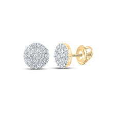 Load image into Gallery viewer, 10kt Yellow Gold Men&#39;s Round Diamond Cluster Earrings - Captivating Brilliance Top view from the 10Kt Yellow Gold Mens Round Diamond Cluster Earrings 2 3 4 Cttwpin286358 collection by Splendid Jewellery