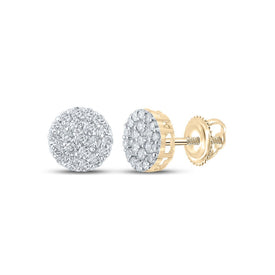 10kt Yellow Gold Men's Round Diamond Cluster Earrings - 3/4 Carat Total Weight Top view from the 10Kt Yellow Gold Mens Round Diamond Cluster Earrings 3 4 Cttwpin286371 collection by Splendid Jewellery