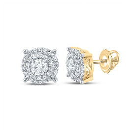 10kt Yellow Gold Men's Round Diamond Cluster Earrings - Captivating Brilliance Top view from the 10Kt Yellow Gold Mens Round Diamond Cluster Earrings 3 4 Cttwpin289548 collection by Splendid Jewellery
