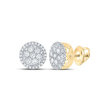Load image into Gallery viewer, 10kt Yellow Gold Men&#39;s Round Diamond Cluster Earrings - Sparkling Brilliance Top view from the 10Kt Yellow Gold Mens Round Diamond Cluster Earrings 3 8 Cttwpin223546 collection by Splendid Jewellery