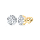10kt Yellow Gold Men's Round Diamond Cluster Earrings - Sparkling Brilliance Top view from the 10Kt Yellow Gold Mens Round Diamond Cluster Earrings 3 8 Cttwpin223546 collection by Splendid Jewellery