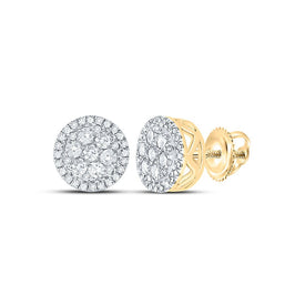 10kt Yellow Gold Men's Round Diamond Cluster Earrings - Sparkling Brilliance Top view from the 10Kt Yellow Gold Mens Round Diamond Cluster Earrings 3 8 Cttwpin223546 collection by Splendid Jewellery