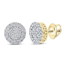 Load image into Gallery viewer, 10kt Yellow Gold Round Diamond Cluster Earrings - Captivating Men&#39;s Jewelry Top view from the 10Kt Yellow Gold Mens Round Diamond Cluster Earrings 5 8 Cttwpin289545 collection by Splendid Jewellery