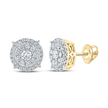 Load image into Gallery viewer, 10kt Yellow Gold Men&#39;s Round Diamond Cluster Earrings - A Dazzling Statement of Style Top view from the 10Kt Yellow Gold Mens Round Diamond Cluster Earrings 5 8 Cttwpin289546 collection by Splendid Jewellery