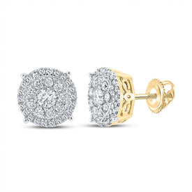 10kt Yellow Gold Men's Round Diamond Cluster Earrings - A Dazzling Statement of Style Top view from the 10Kt Yellow Gold Mens Round Diamond Cluster Earrings 5 8 Cttwpin289546 collection by Splendid Jewellery