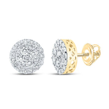 Load image into Gallery viewer, 10kt Yellow Gold Men&#39;s Round Diamond Cluster Earrings - 7/8 Cttw | Luxurious Sparkle Top view from the 10Kt Yellow Gold Mens Round Diamond Cluster Earrings 7 8 Cttwpin289542 collection by Splendid Jewellery