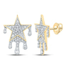 Dazzling 10kt Yellow Gold Men's Round Diamond Dripping Star Earrings - 3/4 Cttw product  Top View from Splendid Jewellery
