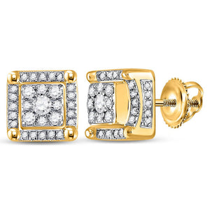 Men's Diamond Earrings | 10kt Yellow Gold Mens Round Diamond Fashion Cluster Earrings 1/2 Cttw | Splendid Jewellery GND