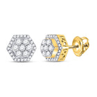 10kt Yellow Gold Men's Round Diamond Hexagon Cluster Earrings - 1/2 Cttw | Luxurious Jewellery product  Top View from Splendid Jewellery
