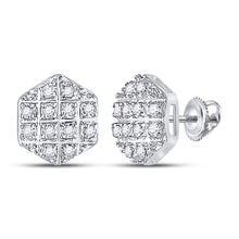 Load image into Gallery viewer, 10kt Yellow Gold Men&#39;s Round Diamond Hexagon Stud Earrings - 1/10 Cttw | Splendid Jewellery product  Top View from Splendid Jewellery
