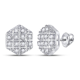 10kt Yellow Gold Men's Round Diamond Hexagon Stud Earrings - 1/10 Cttw | Splendid Jewellery product  Top View from Splendid Jewellery