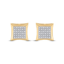 Load image into Gallery viewer, 10kt Yellow Gold Men&#39;s Round Diamond Kite Square Earrings - Dazzling Brilliance product Side View from Splendid Jewellery