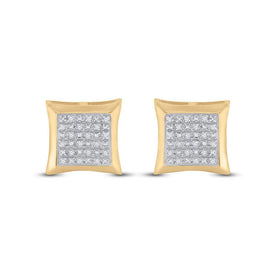 10kt Yellow Gold Men's Round Diamond Kite Square Earrings - Dazzling Brilliance product Side View from Splendid Jewellery