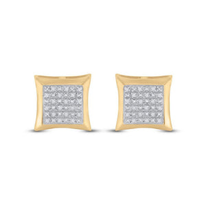 Men's Diamond Earrings | 10kt Yellow Gold Mens Round Diamond Kite Square Earrings 1/12 Cttw | Splendid Jewellery GND