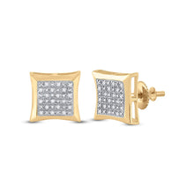 Load image into Gallery viewer, 10kt Yellow Gold Men&#39;s Round Diamond Kite Square Earrings - Dazzling Brilliance product  Top View from Splendid Jewellery