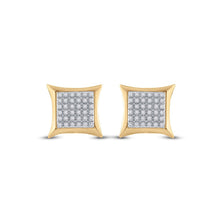 Load image into Gallery viewer, 10kt Yellow Gold Men&#39;s Round Diamond Kite Square Earrings 1/5 Cttw | Striking Gems product  Top View from Splendid Jewellery