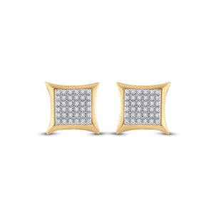 Men's Diamond Earrings | 10kt Yellow Gold Mens Round Diamond Kite Square Earrings 1/5 Cttw | Splendid Jewellery GND