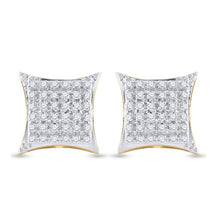 Load image into Gallery viewer, 10kt Yellow Gold Men&#39;s Round Diamond Kite Square Earrings 1/5 Cttw | Exquisite Diamond Jewelry product Side View from Splendid Jewellery