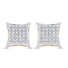 10kt Yellow Gold Men's Round Diamond Kite Square Earrings 1/5 Cttw | Exquisite Diamond Jewelry product Side View from Splendid Jewellery