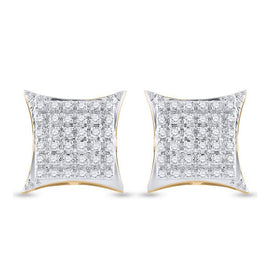 10kt Yellow Gold Men's Round Diamond Kite Square Earrings 1/5 Cttw | Exquisite Diamond Jewelry product Side View from Splendid Jewellery