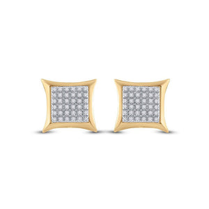 Men's Diamond Earrings | 10kt Yellow Gold Mens Round Diamond Kite Square Earrings 1/5 Cttw | Splendid Jewellery GND