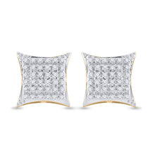 Load image into Gallery viewer, 10kt Yellow Gold Men&#39;s Round Diamond Kite Square Earrings 1/5 Cttw | Exquisite Diamond Jewelry product  Top View from Splendid Jewellery
