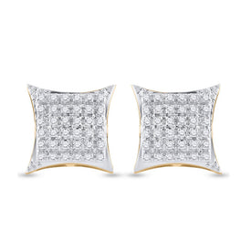 10kt Yellow Gold Men's Round Diamond Kite Square Earrings 1/5 Cttw | Exquisite Diamond Jewelry product  Top View from Splendid Jewellery