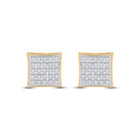 10kt Yellow Gold Men's Round Diamond Kite Square Earrings 1/6 Cttw | Dazzling Geometric Diamond Studs product Side View from Splendid Jewellery