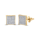 10kt Yellow Gold Men's Round Diamond Kite Square Earrings 1/6 Cttw | Dazzling Geometric Diamond Studs product  Top View from Splendid Jewellery