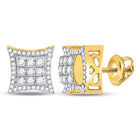 10kt Yellow Gold Men's Round Diamond Kite Square Earrings 5/8 Cttw | Exquisite Diamond Jewelry product  Top View from Splendid Jewellery